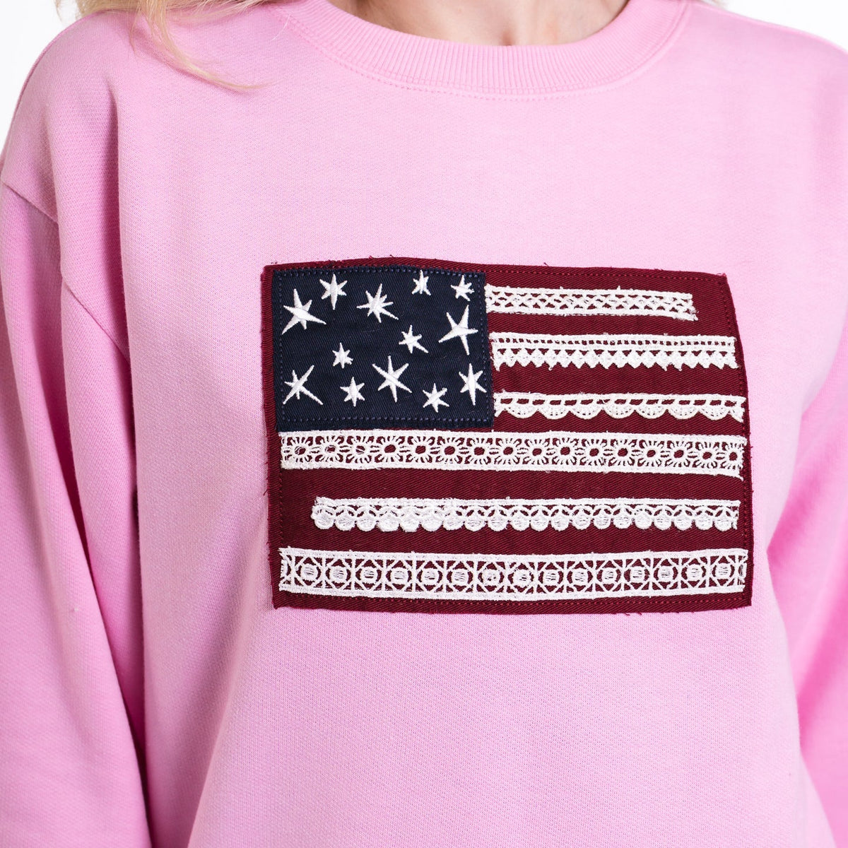 Embellished Patchwork Flag Crewneck Sweatshirt product image 4