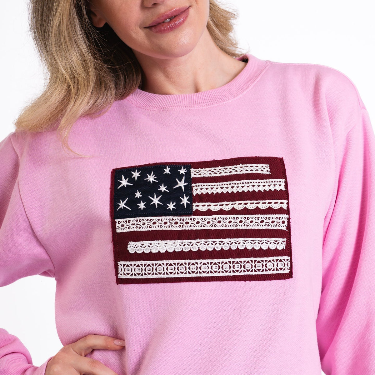 Embellished Patchwork Flag Crewneck Sweatshirt product image 3