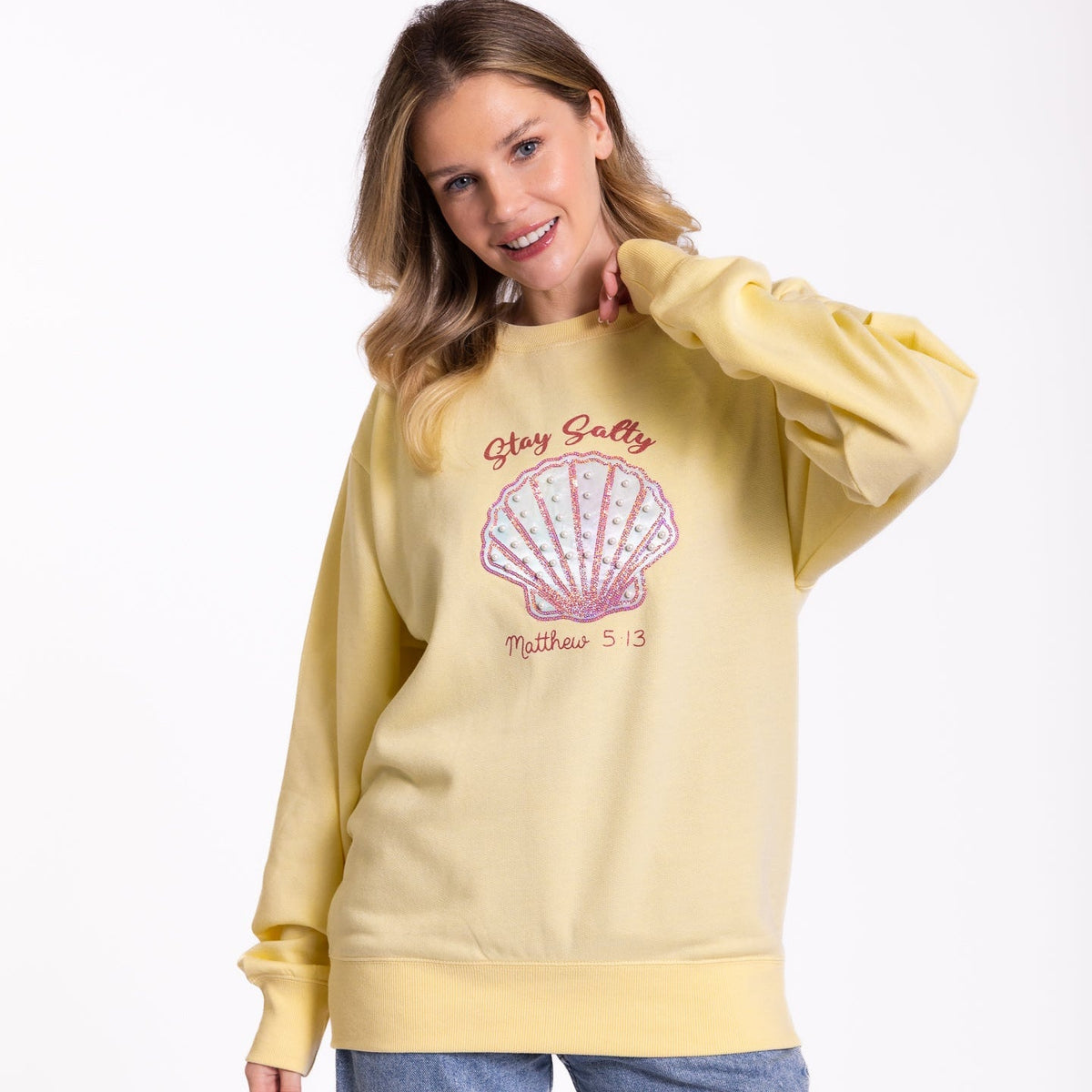 Embellished Stay Salty Crewneck Sweatshirt product image 9