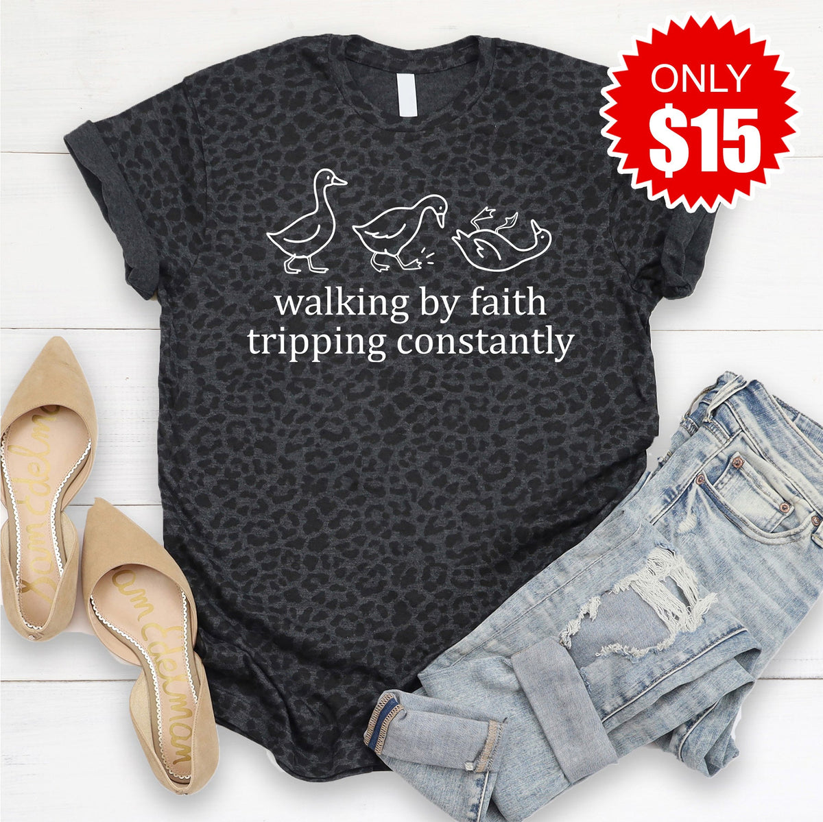 Walking By Faith Tee - Black Leopard - 15 product image 1