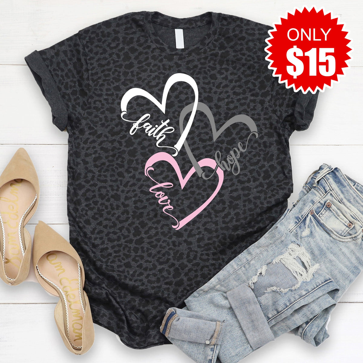 Faith Hope Love Tee - Black Leopard - 15 product image 1