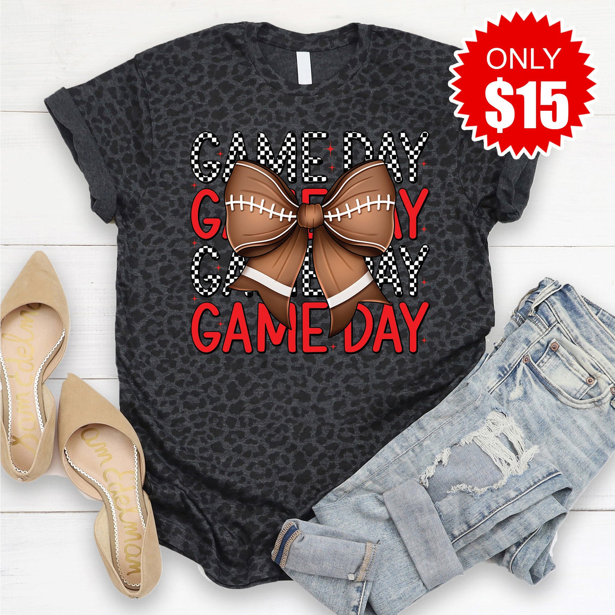 Game Day Bow Tee - Black Leopard - 15 product image 1
