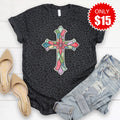 Stained Glass Cross Tee - Black Leopard - 15 product image 1