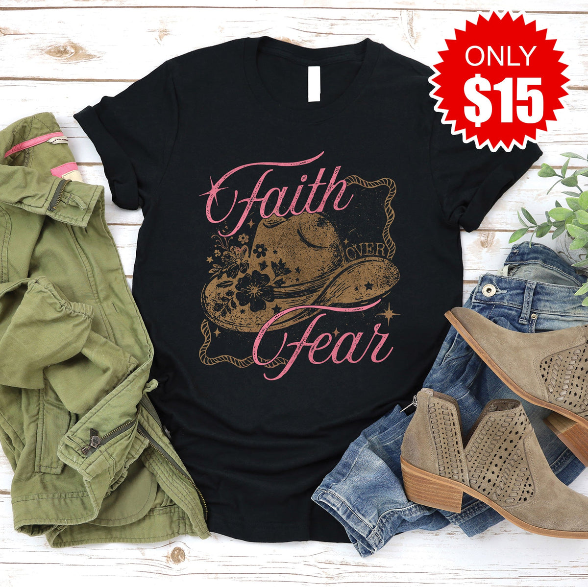 Faith Over Fear Tee - Black - 15 product image 1