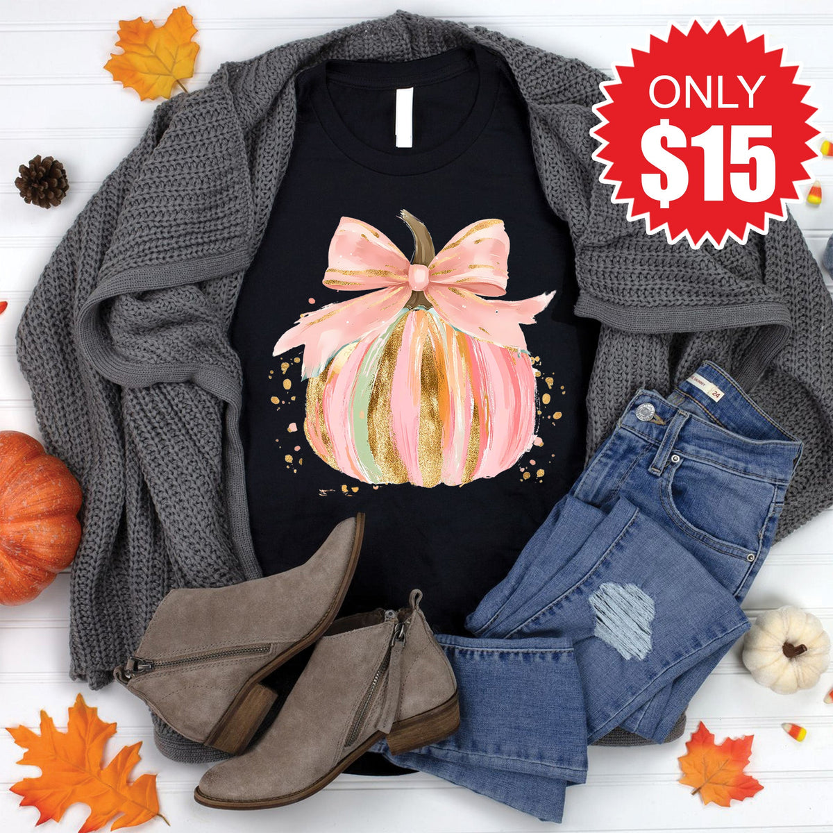 Pink Pumpkin Tee - Black - 15 product image 1