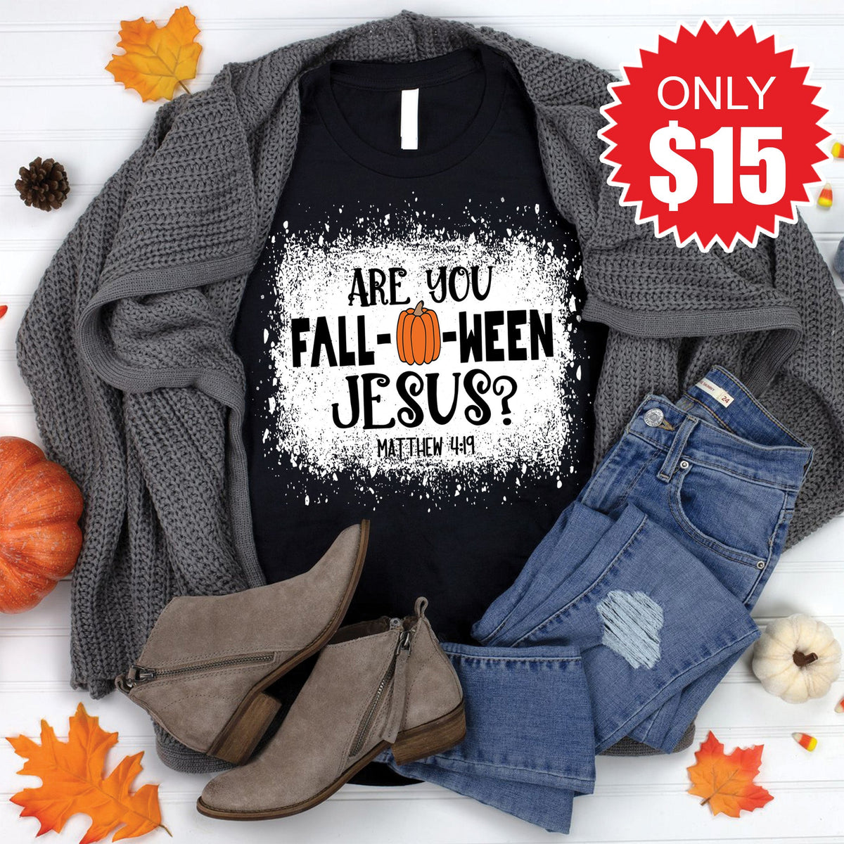 Are You Fall-O-Ween Jesus Tee - Black - 15 product image 1