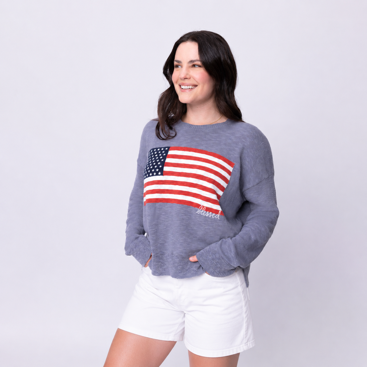 Blessed Flag Pullover Sweater