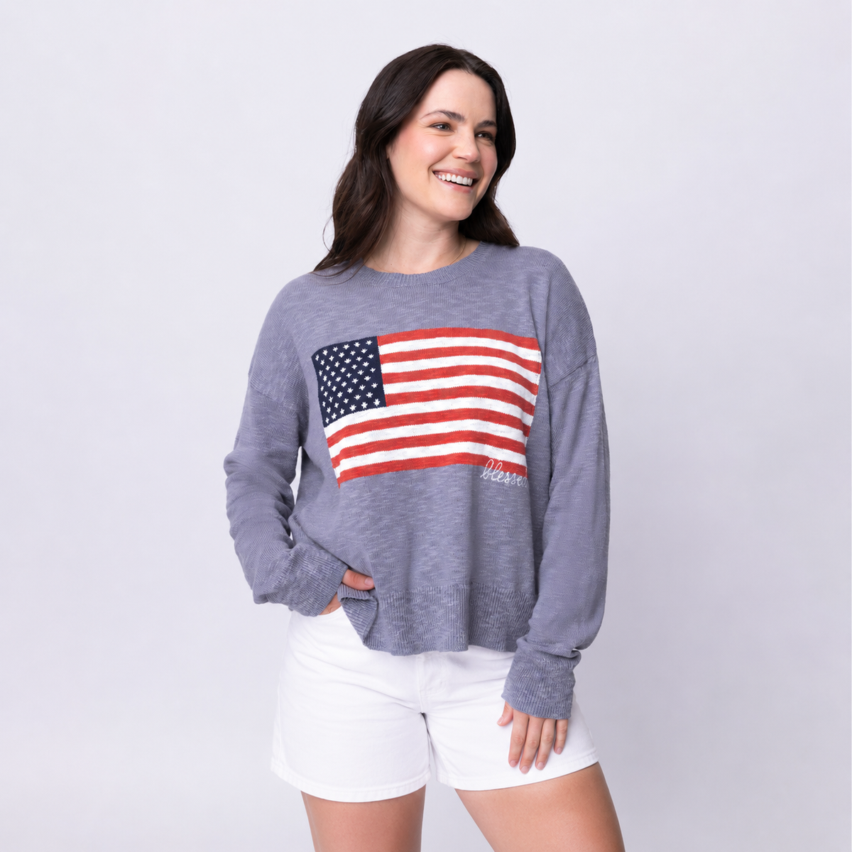 Blessed Flag Pullover Sweater