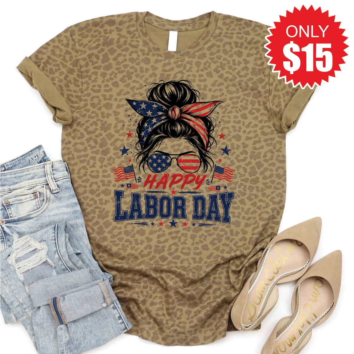 Happy Labor Day Tee - Brown Leopard - 15 product image 1