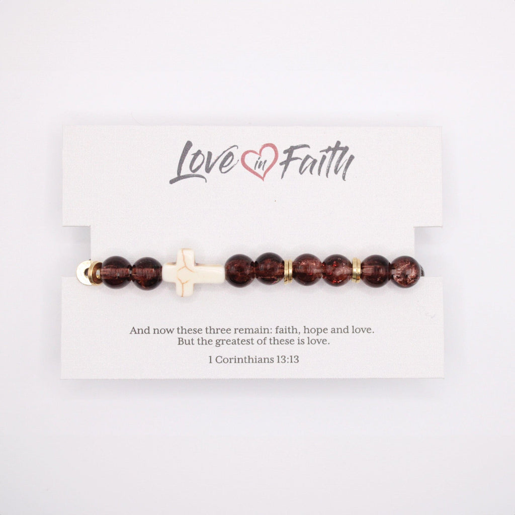 Cross Stone Bracelet - Tiger's Eye