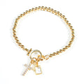 Cross Charm Bracelet - Gold  - One Size