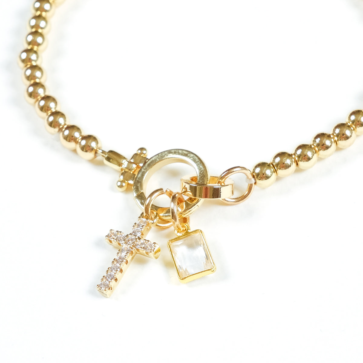 Cross Charm Bracelet - Gold  - One Size