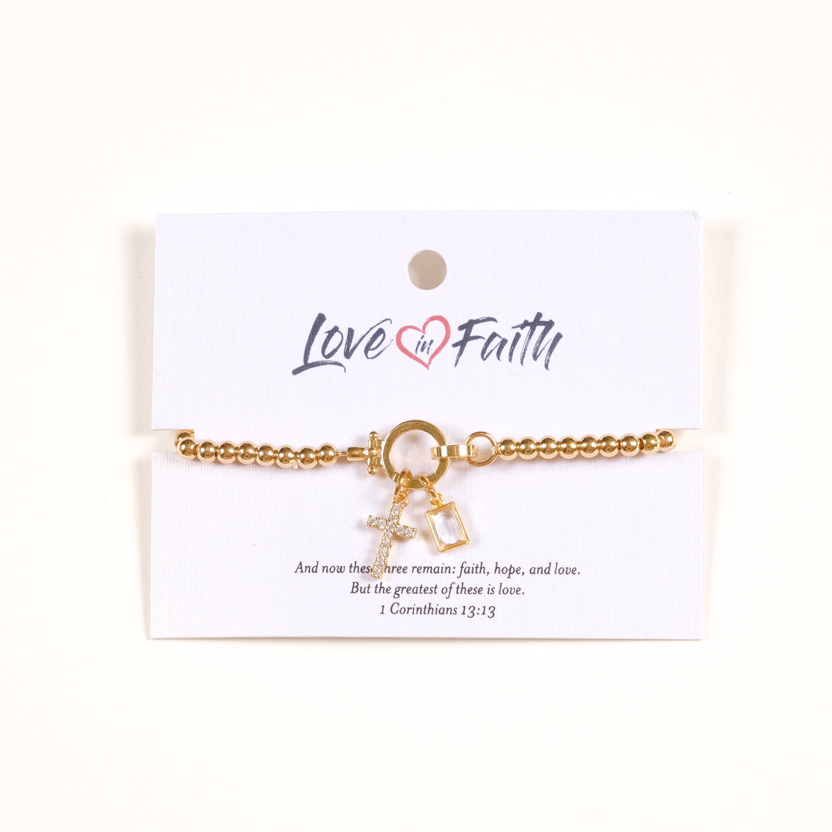 Cross Charm Bracelet - Gold  - One Size