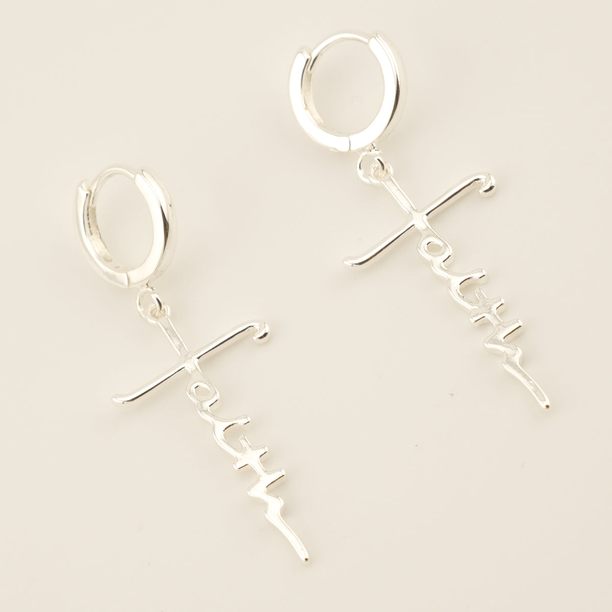 Faith Cross Silver Earring Set