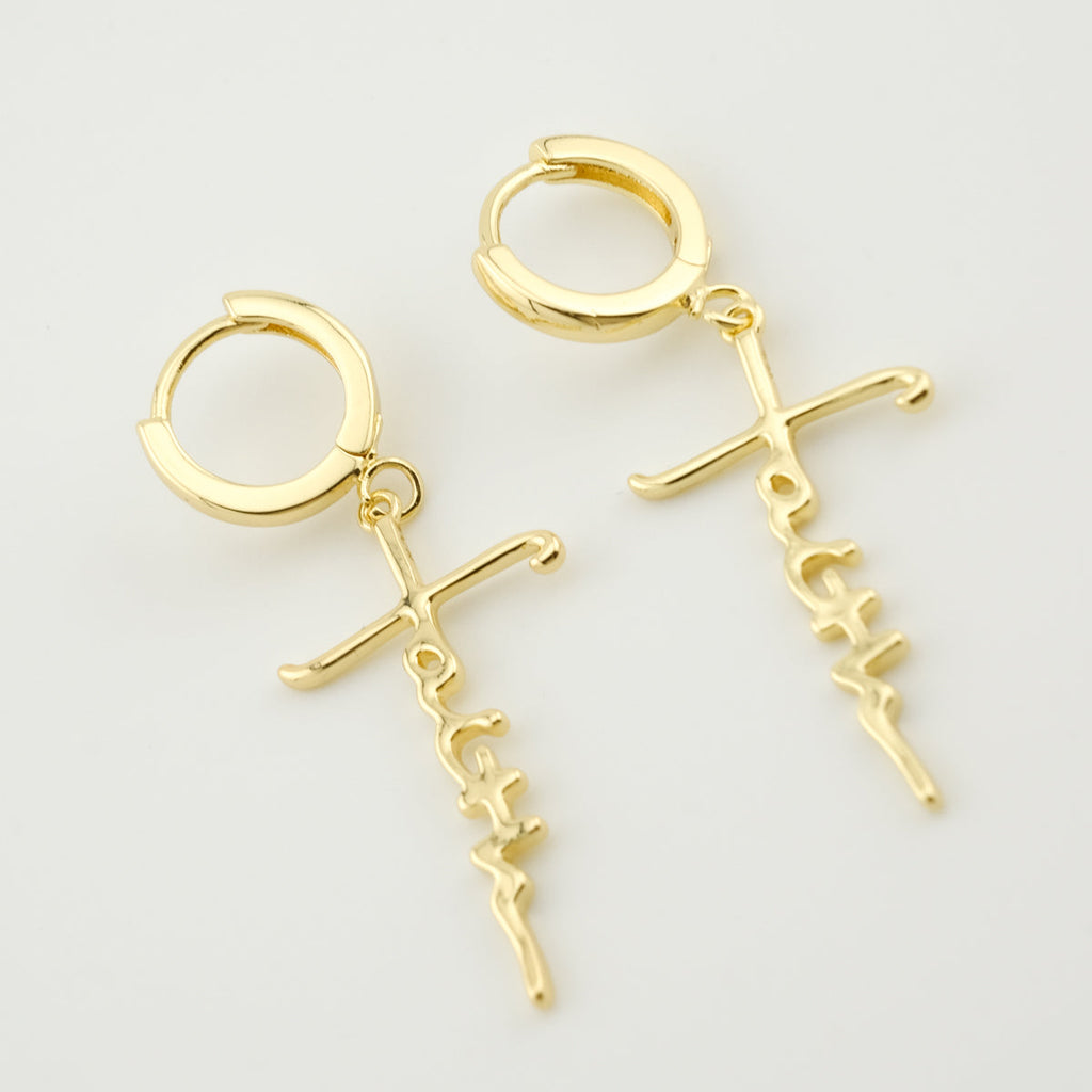 Faith Cross Gold Earring Set