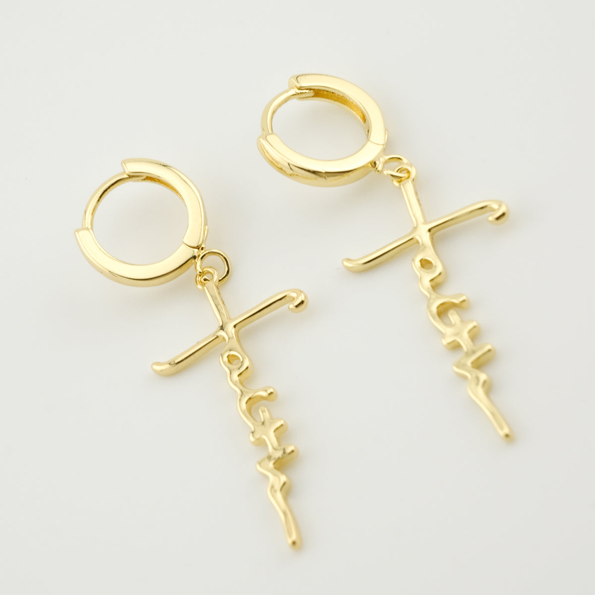 Faith Cross Gold Earring Set