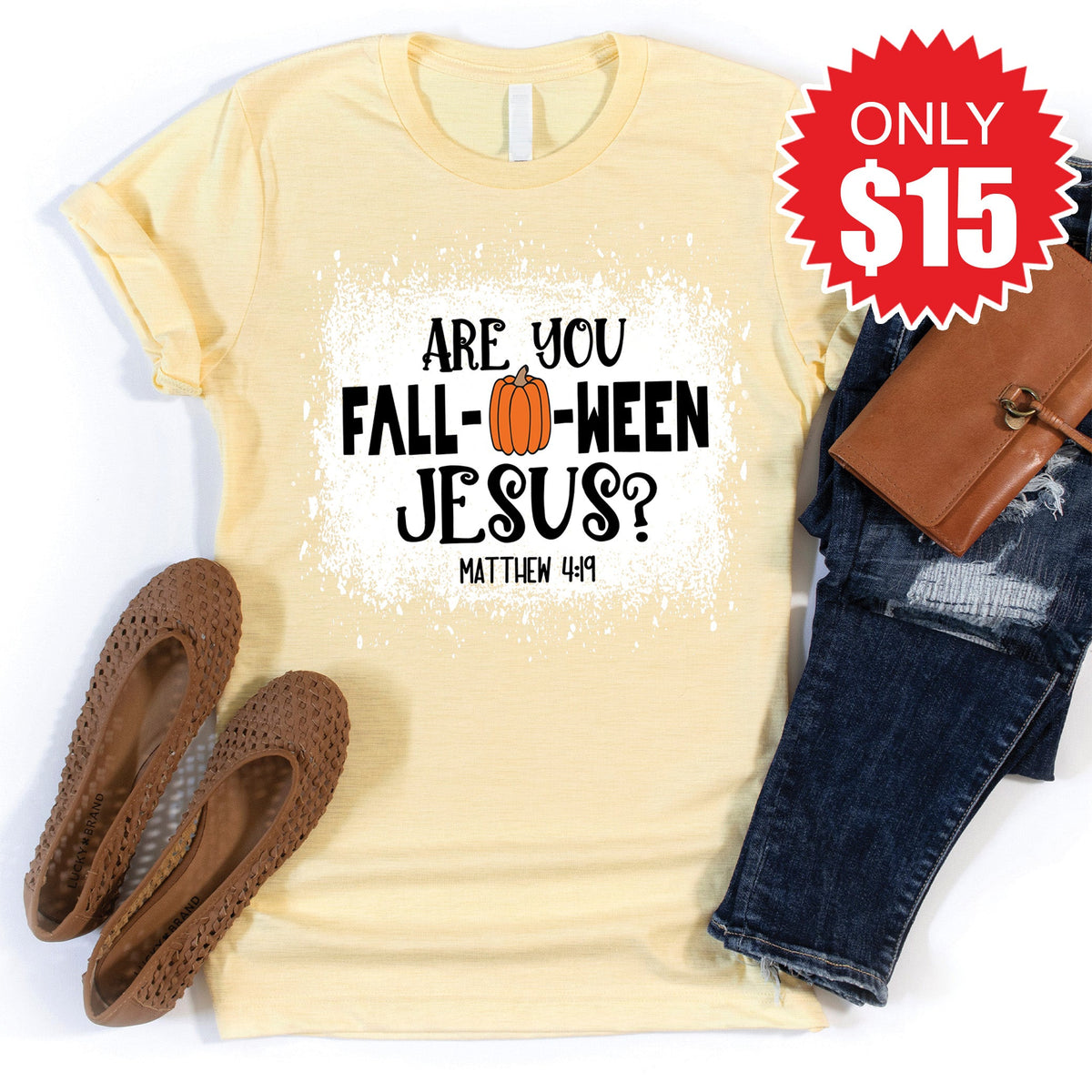 Are You Fall-O-Ween Jesus Tee - Heather French Vanilla - 15 product image 1
