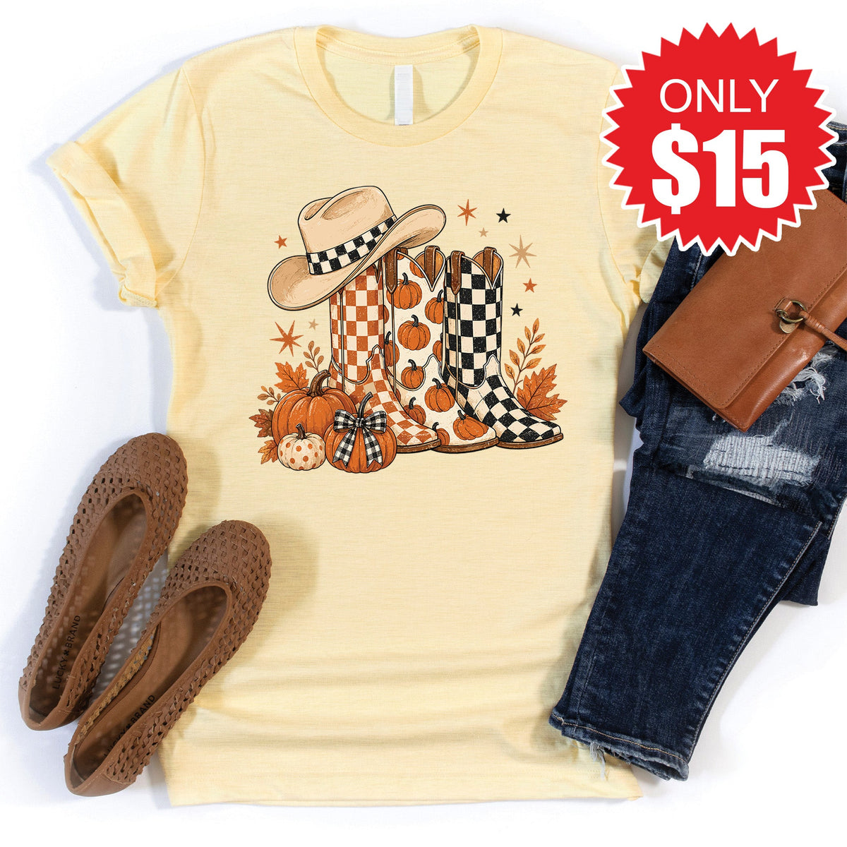 Fall Boots Tee - Heather French Vanilla - 15 product image 1