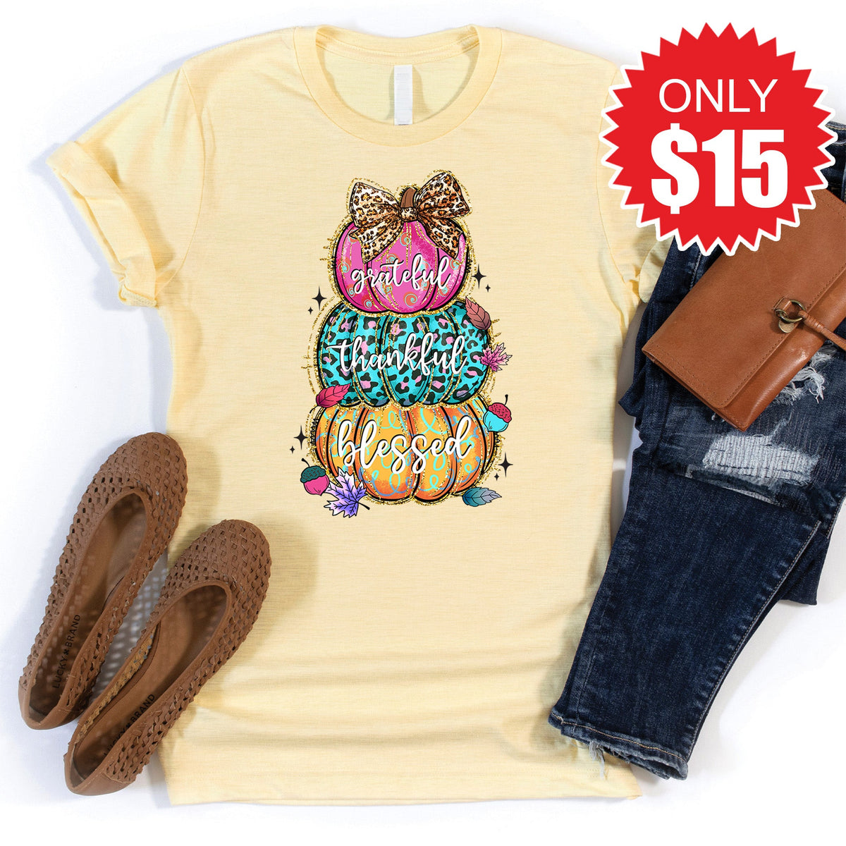 Grateful Thankful Blessed Tee - Heather French Vanilla - 15 product image 1
