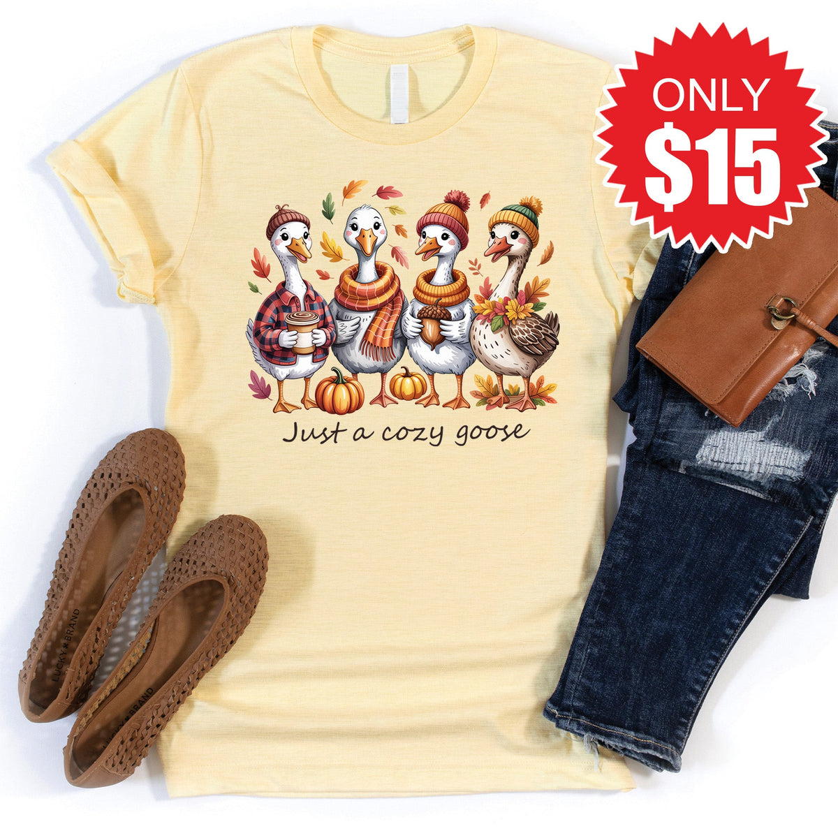Cozy Goose Tee - Heather French Vanilla - 15 product image 1