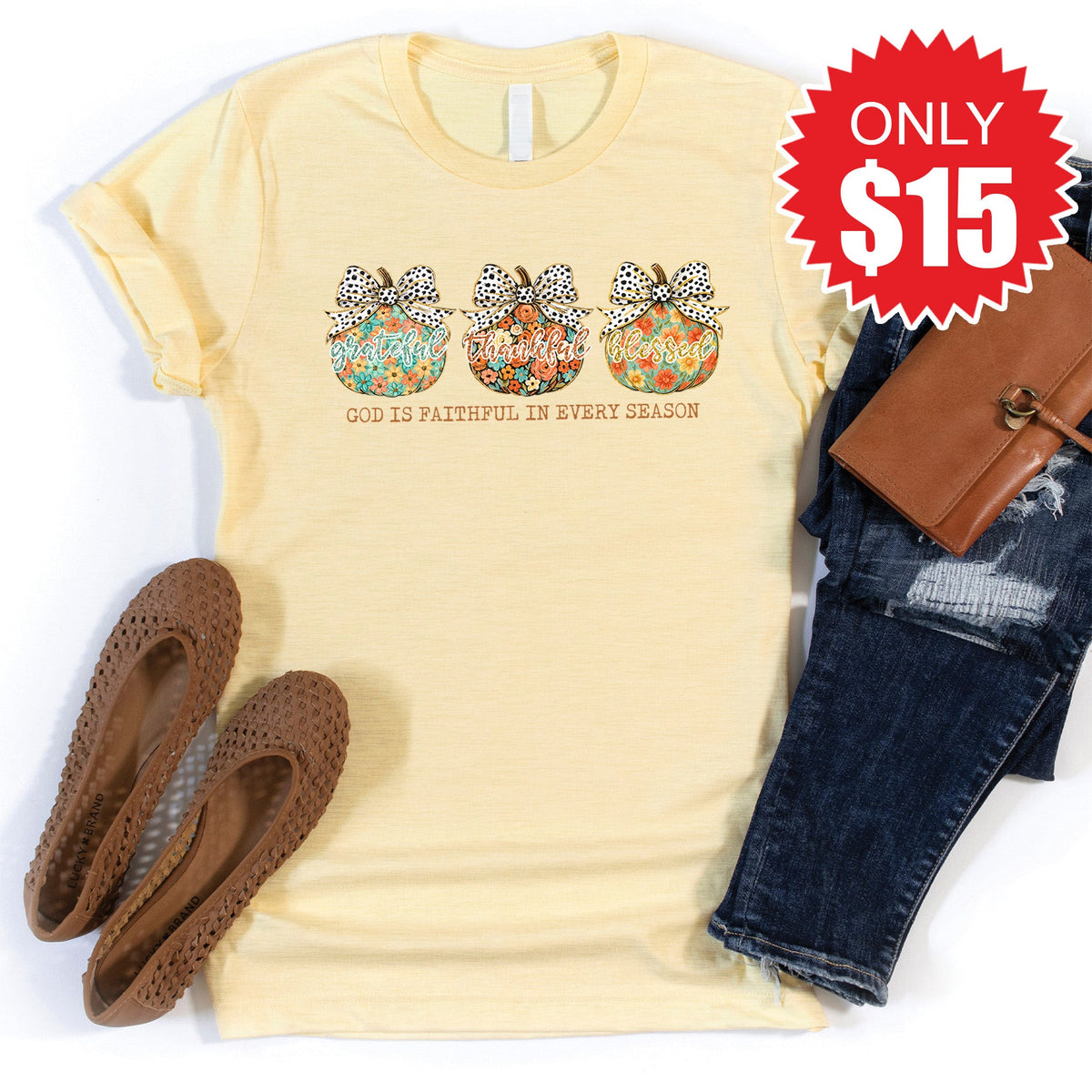 God is Faithful Tee - Heather French Vanilla - 15 product image 1