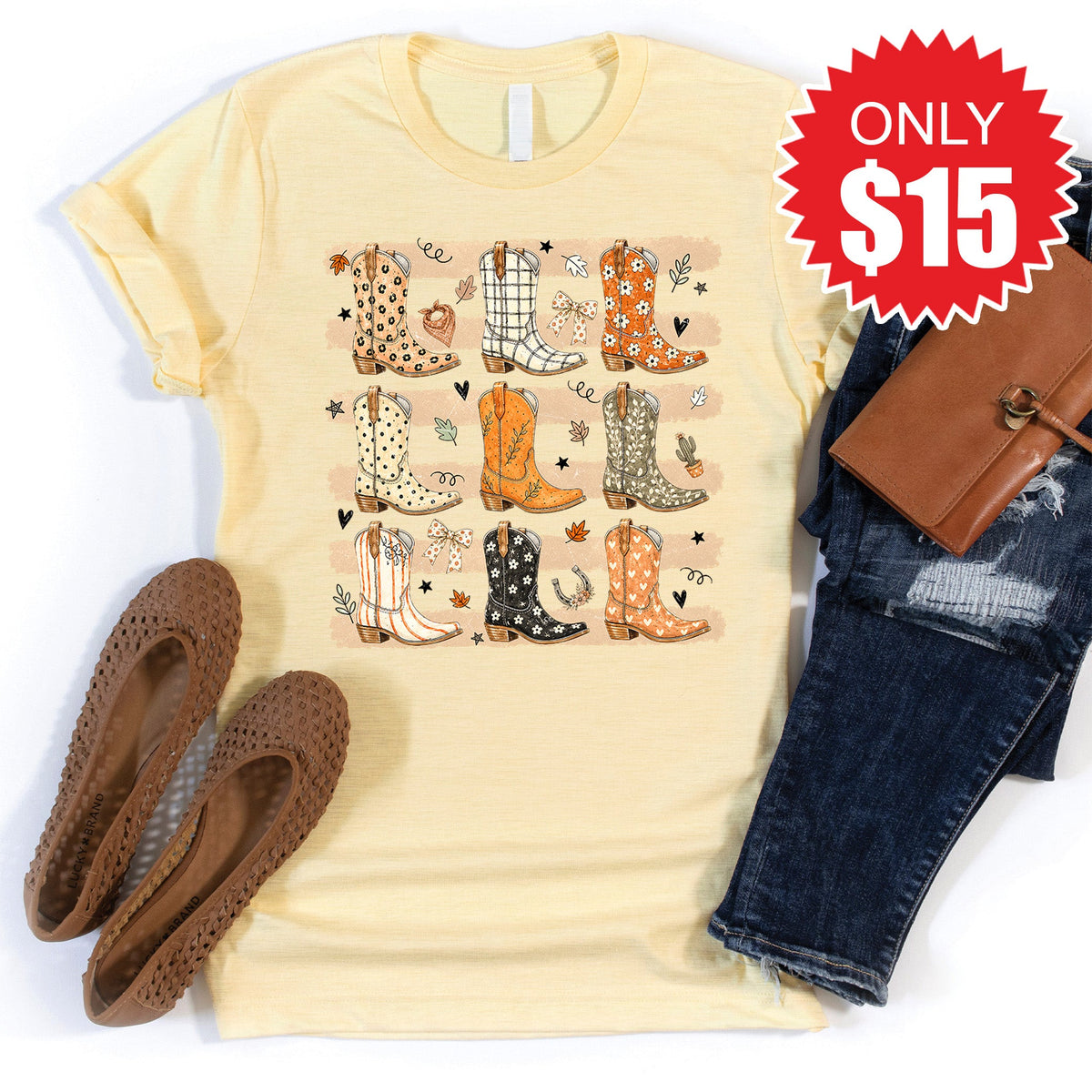 Fall Boots Tee - Heather French Vanilla - 15 product image 1