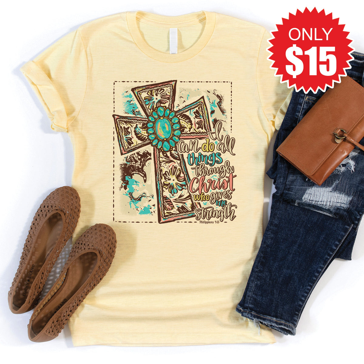 Through Christ Tee - Heather French Vanilla - 15 product image 1