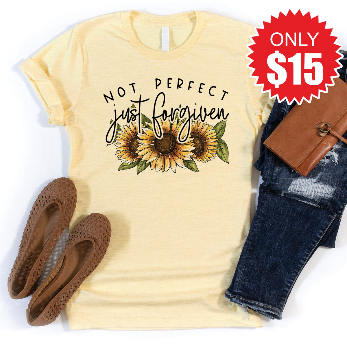 Not Perfect Just Forgiven Tee - Heather French Vanilla - 15 product image 1