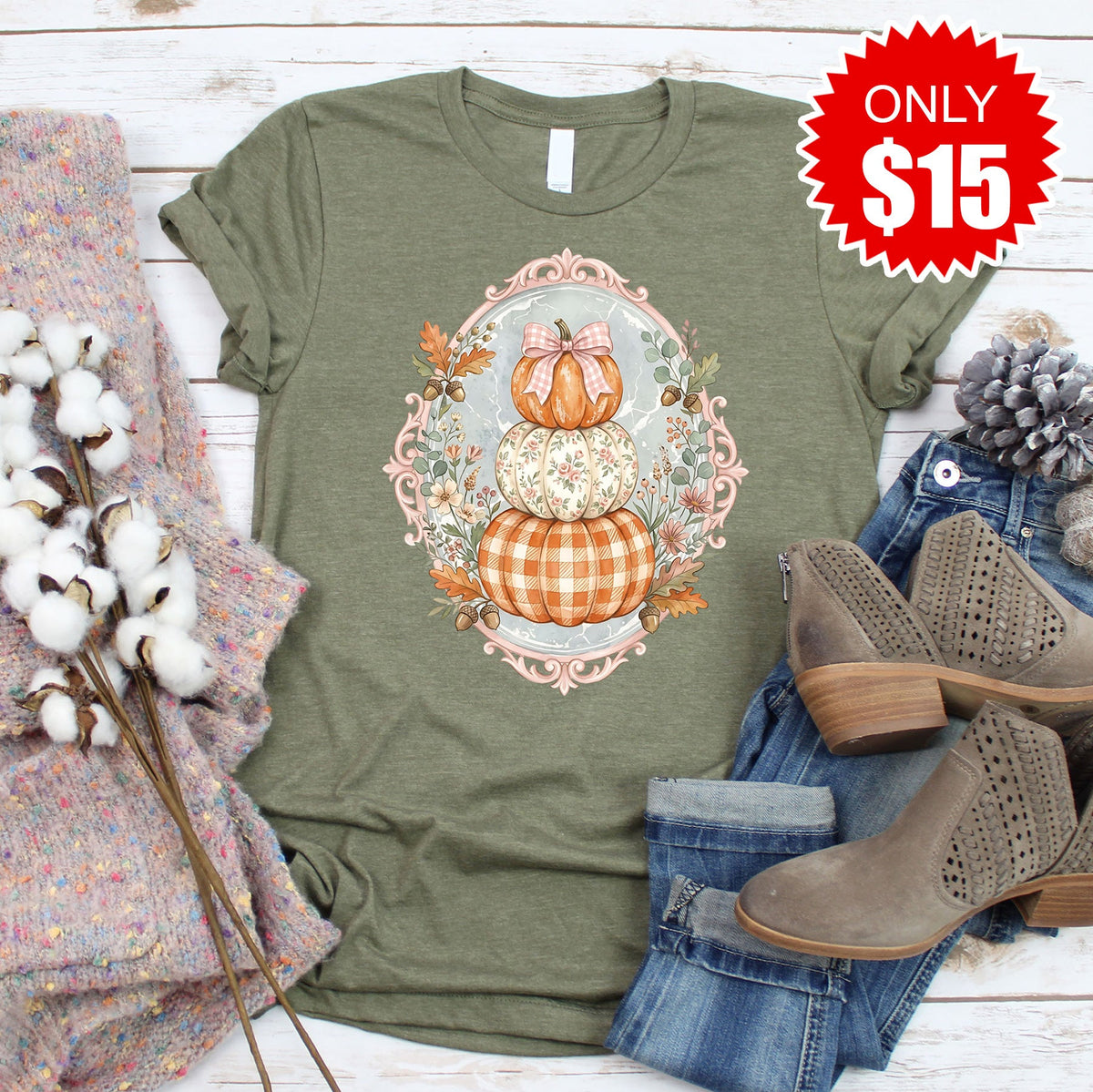 Pumpkins Tee - Heather Olive - 15 product image 1