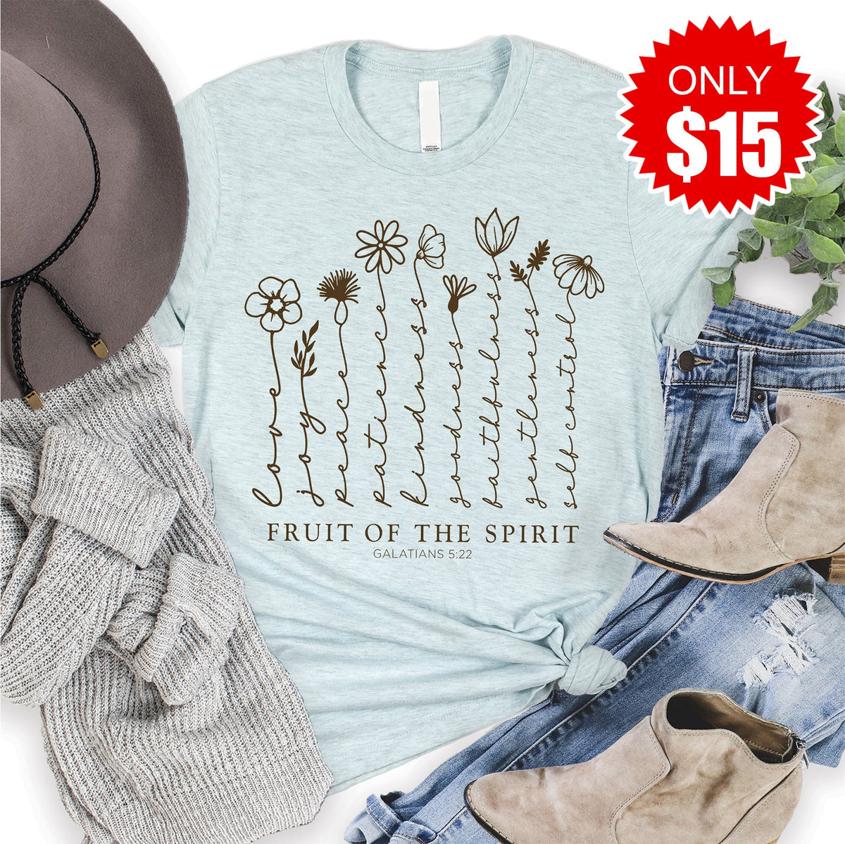Fruit Of The Spirit Tee - Heather Ice Blue - 15 product image 1