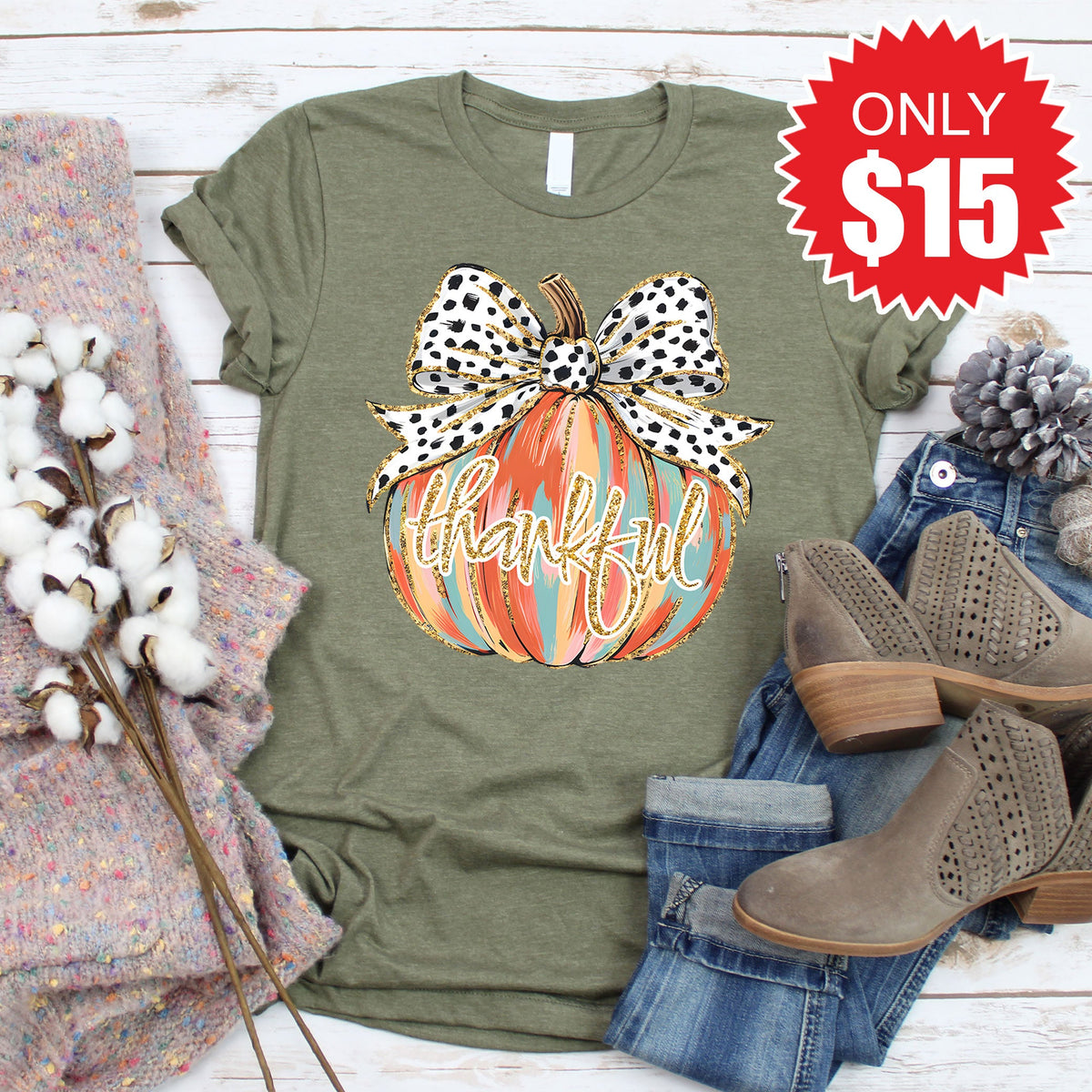 Thankful Tee - Heather Olive - 15 product image 1