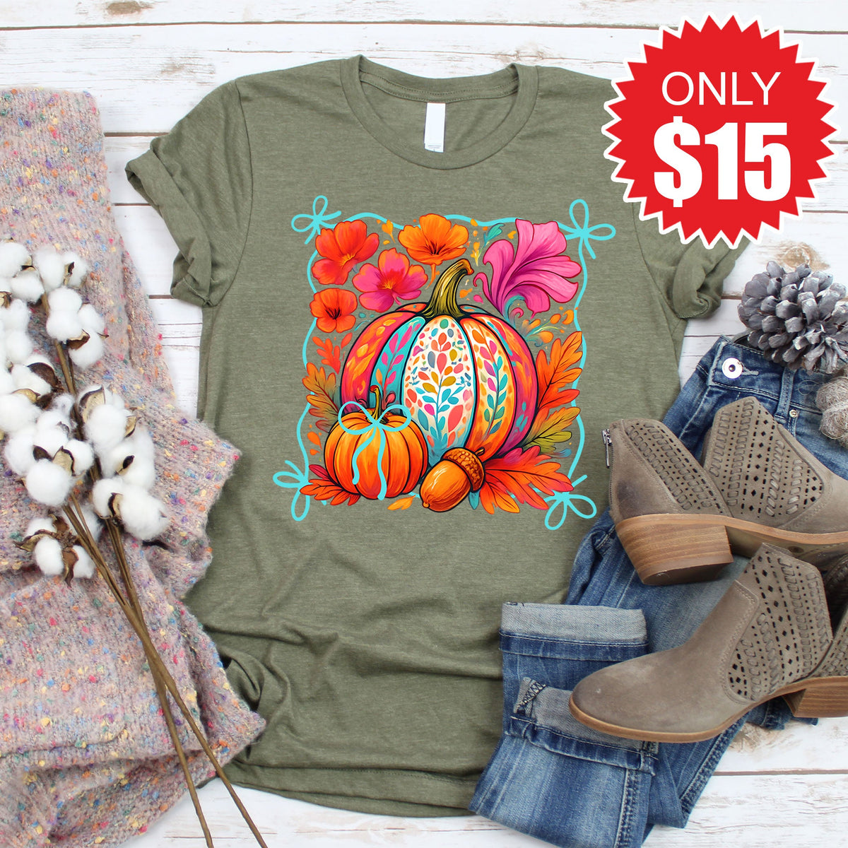 Pumpkins Tee - Heather Olive - 15 product image 1