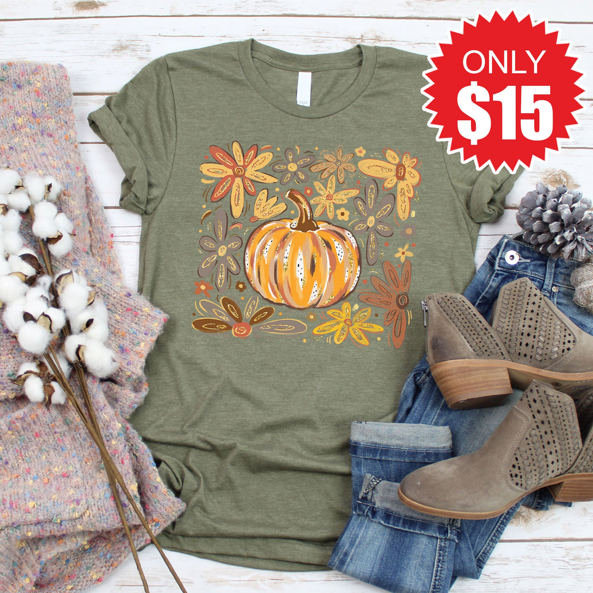 Pumpkin Tee - Heather Olive - 15 product image 1