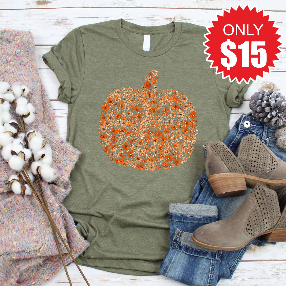 Pumpkin Tee - Heather Olive - 15 product image 1