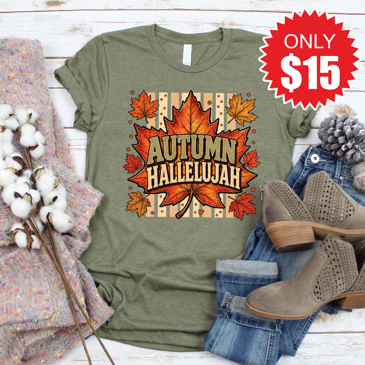 Autumn Hallelujah Tee - Heather Olive - 15 product image 1
