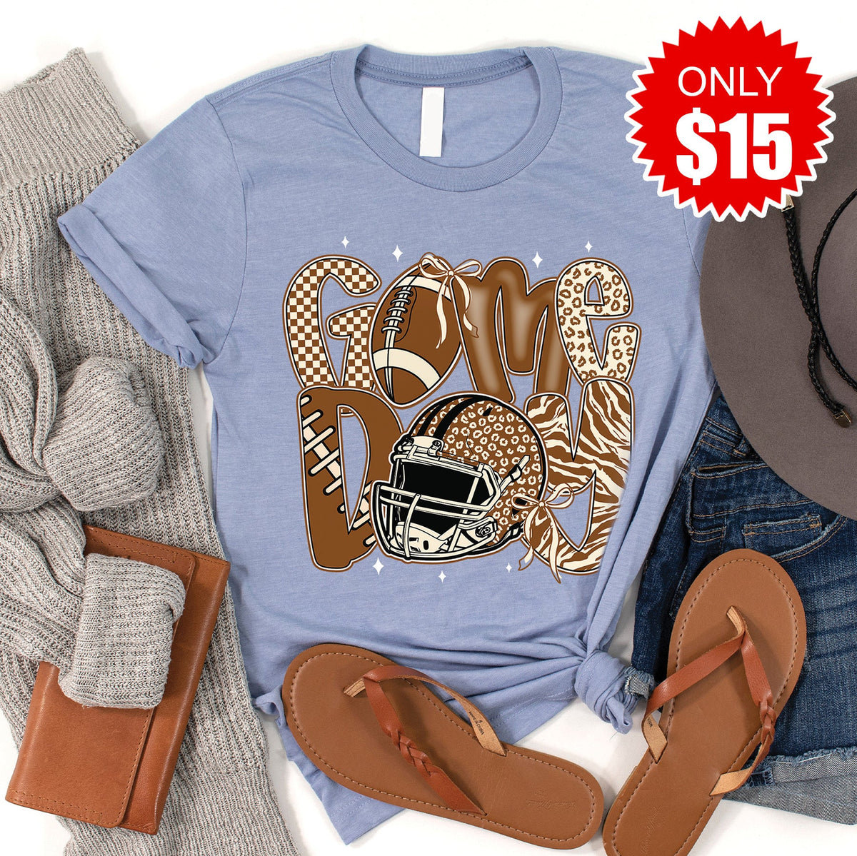 Game Day Leopard Tee - Heather Blue - 15 product image 1