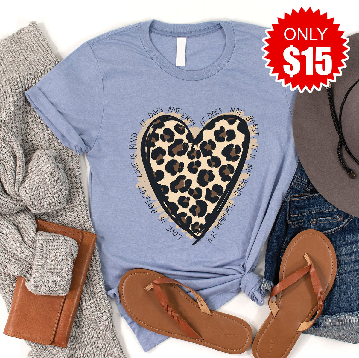 Love Leopard Tee - Heather Blue - 15 product image 1