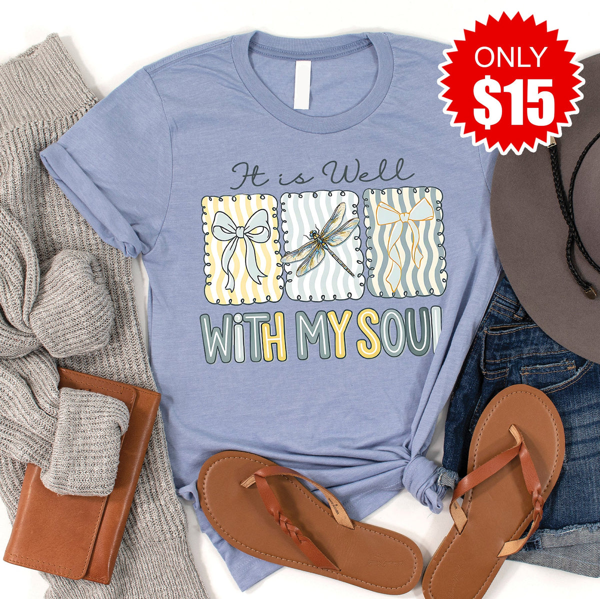 It is Well Dragonfly Tee - Heather Blue - 15 product image 1