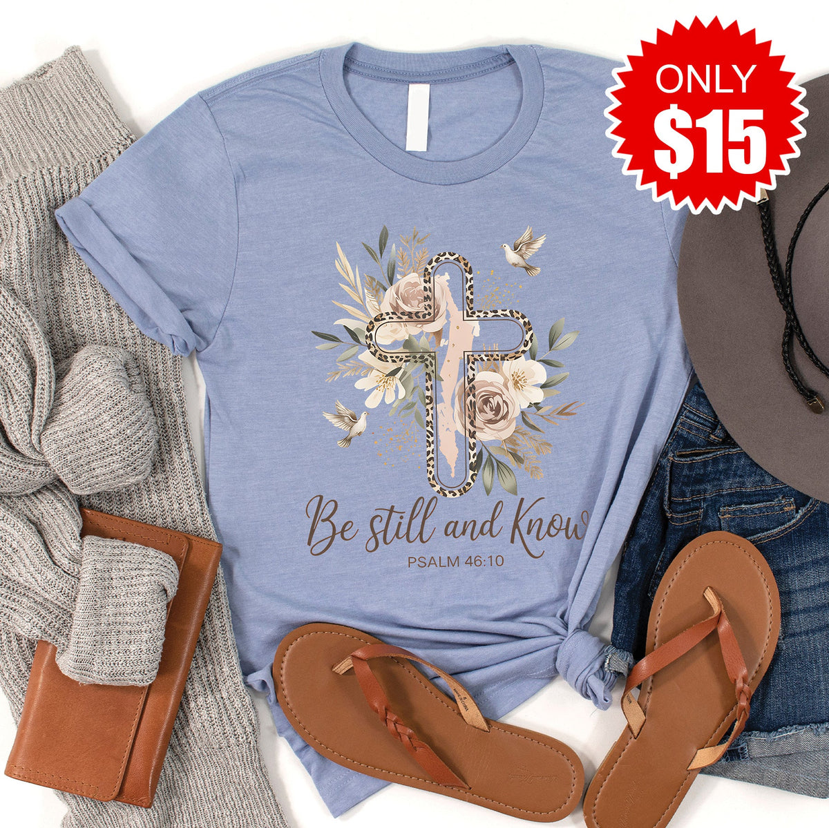 Be Still and Know Tee - Heather Blue - 15 product image 1