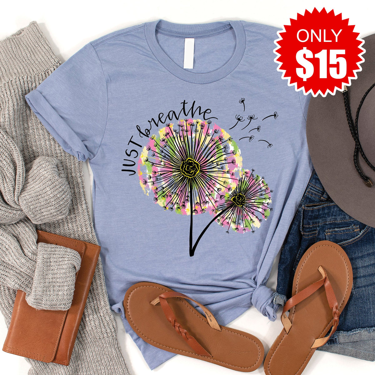 Just Breathe Tee - Heather Blue - 15 product image 1