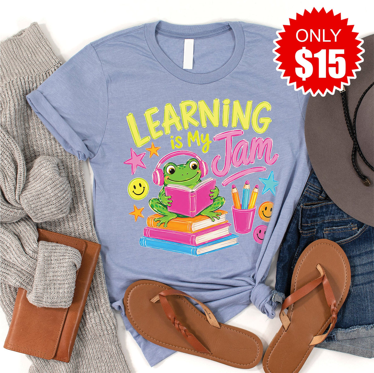 Learning Is My Jam Tee - Heather Blue - 15 product image 1