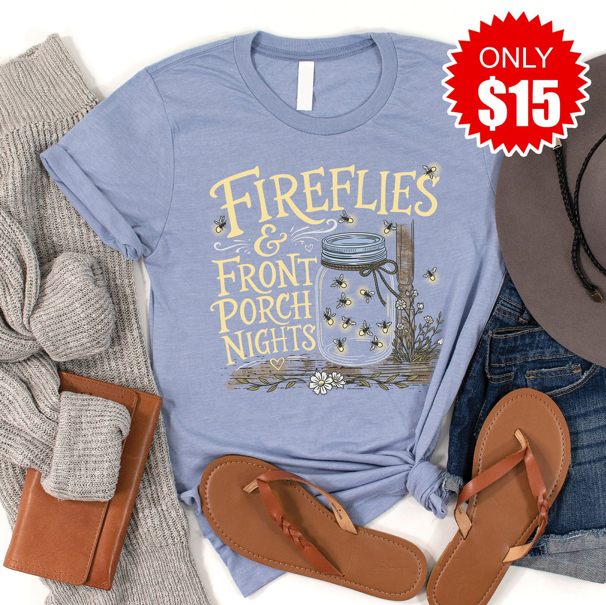 Fireflies Tee - Heather Blue - 15 product image 1