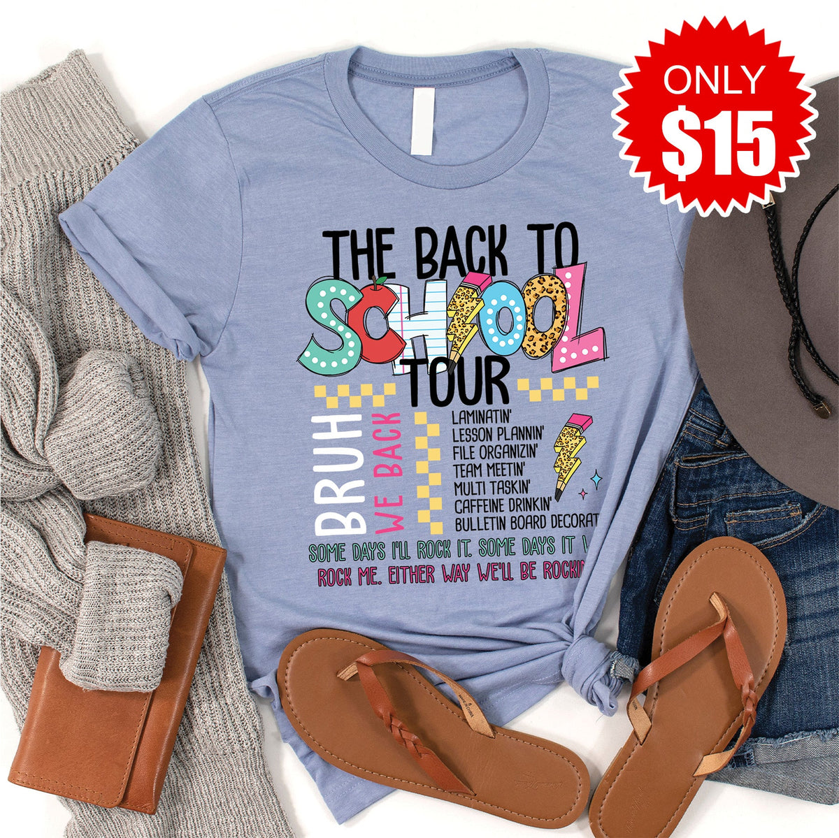 Back To School Tour Tee - Heather Blue - 15 product image 1