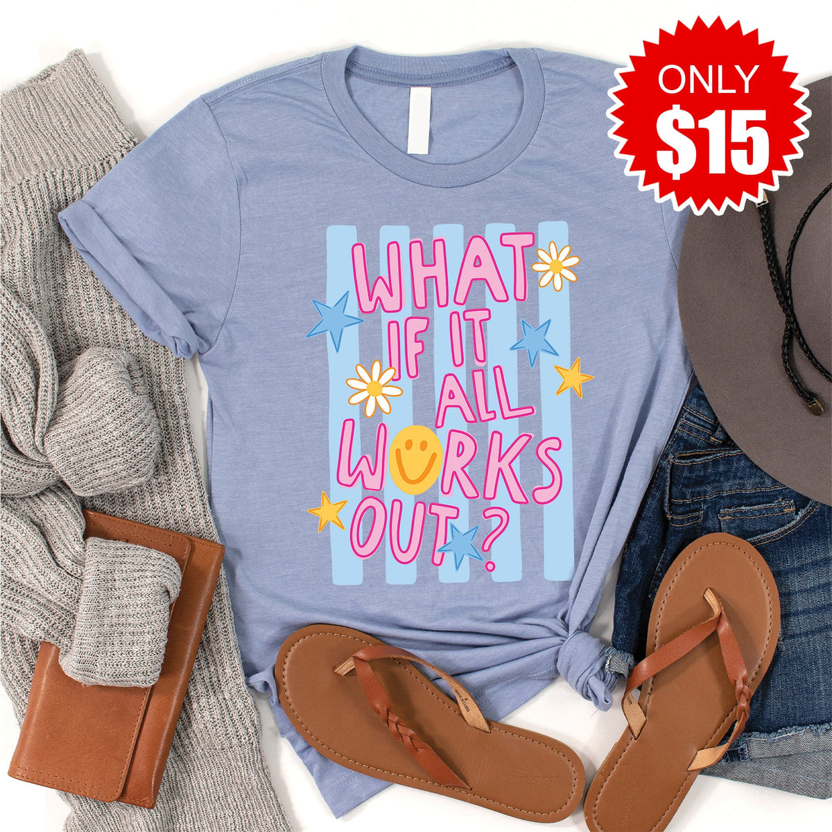 All Works Out Tee - Heather Blue - 15 product image 1