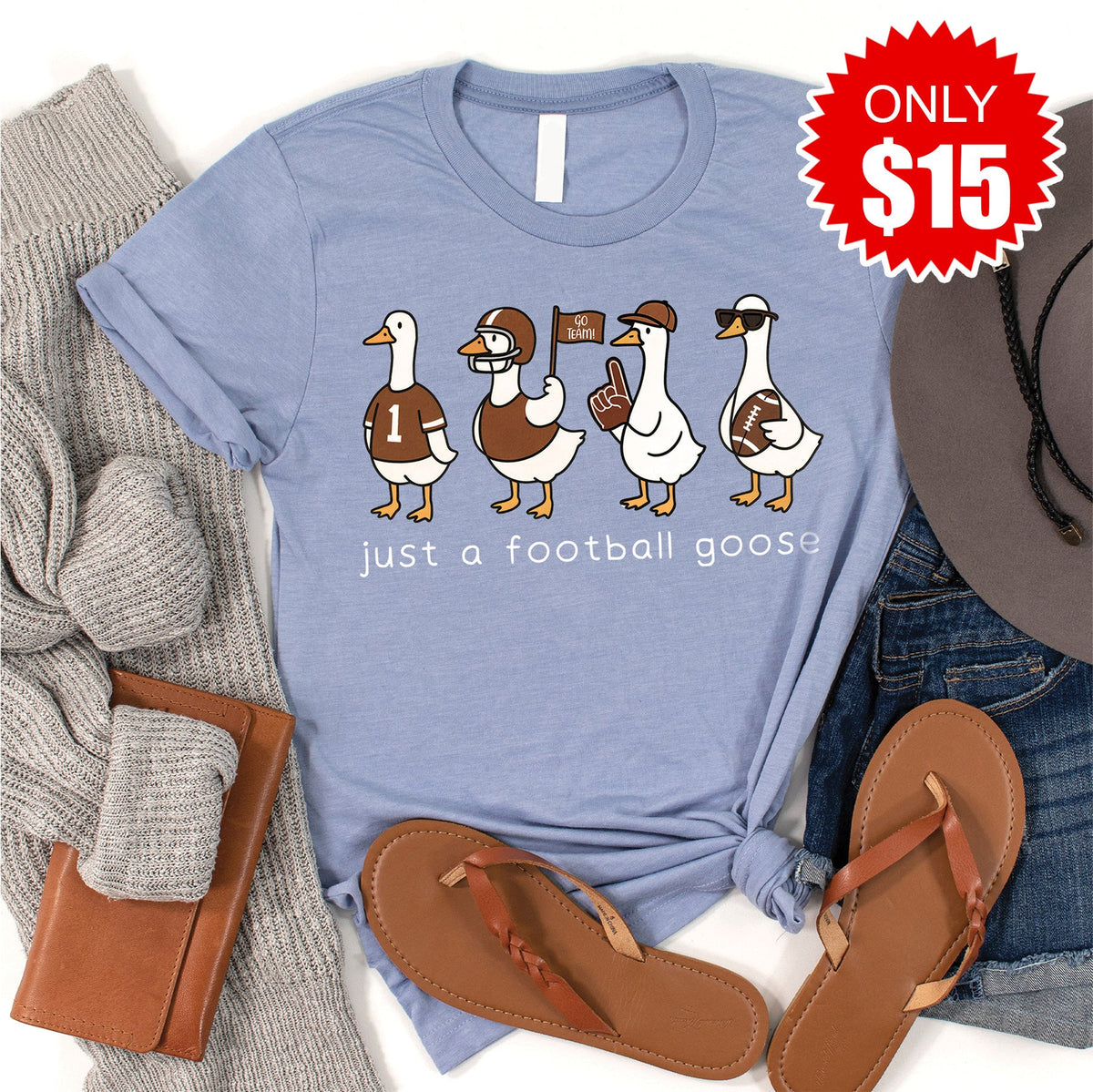 Football Goose Tee - Heather Blue - 15 product image 1