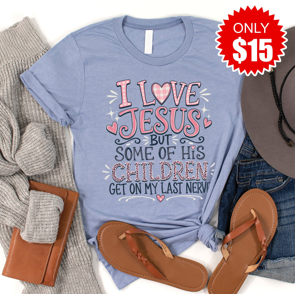 I Love Jesus But Tee - Heather Blue - 15 product image 1