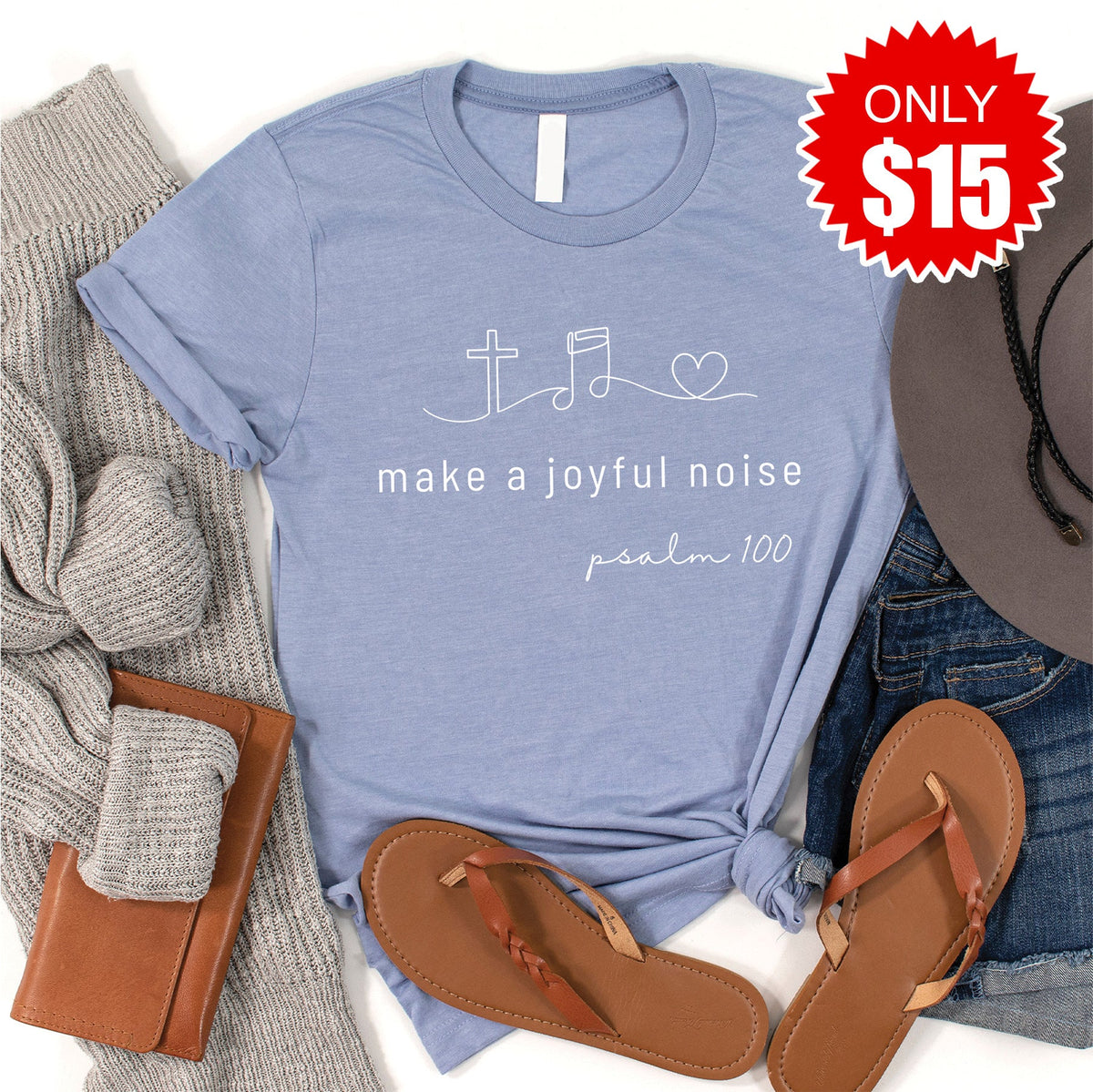 Joyful Noise Tee - Heather Blue - 15 product image 1