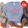 Sunshine and Jesus Tee - Heather Blue - 15 product image 1