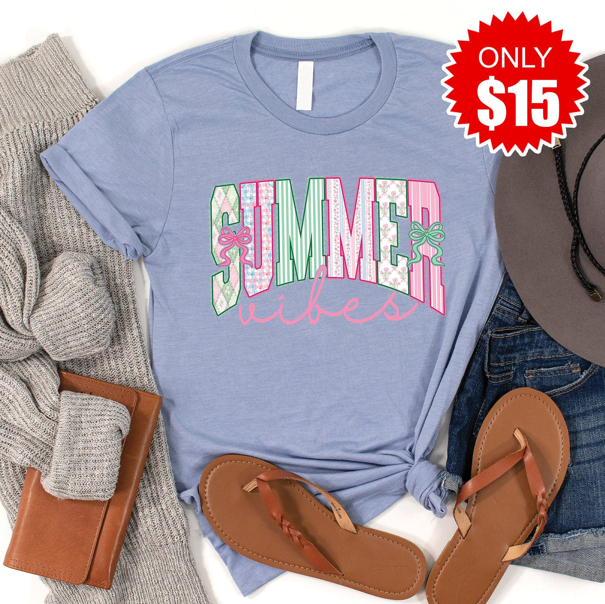 Summer Vibes Tee - Heather Blue - 15 product image 1