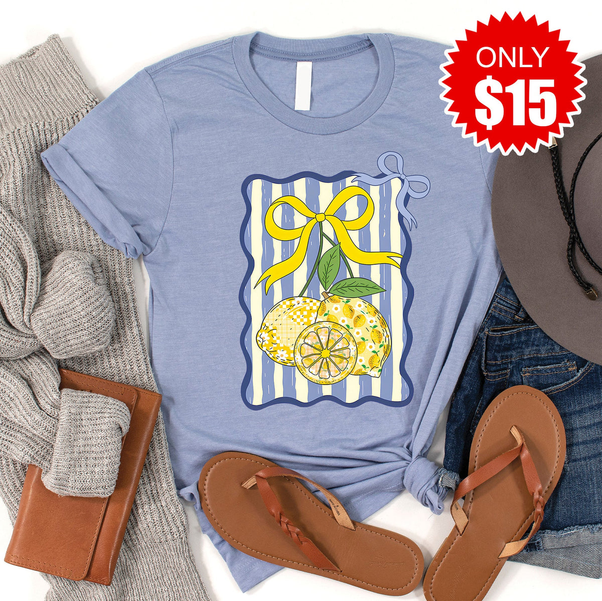 Summer Lemons Tee - Heather Blue - 15 product image 1